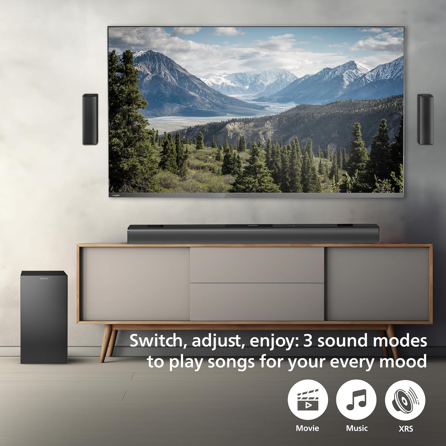 PHILIPS Audio TAB4519, 5.1CH 150W Bluetooth Soundbar with Wired Subwoofer (Black) - Image 3